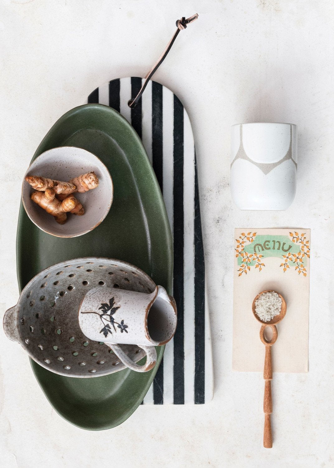 Stripes & Leather Marble Cutting Board