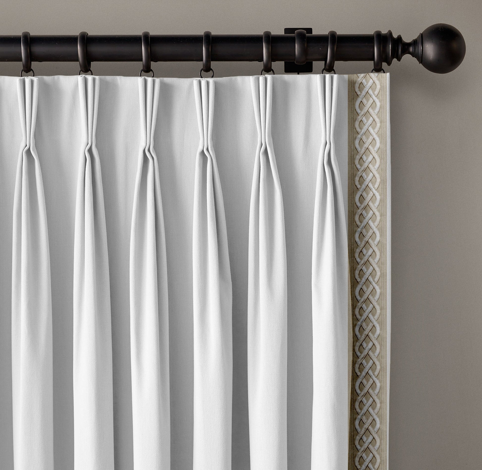 Organic Cotton Canvas Curtain Trim Border Tape - Celtic Knot Pattern - 10cm Wide - Ivory Beige/Taupe Cream/Ivory Blue - Sold by Metre UK - Continuous Piece-3