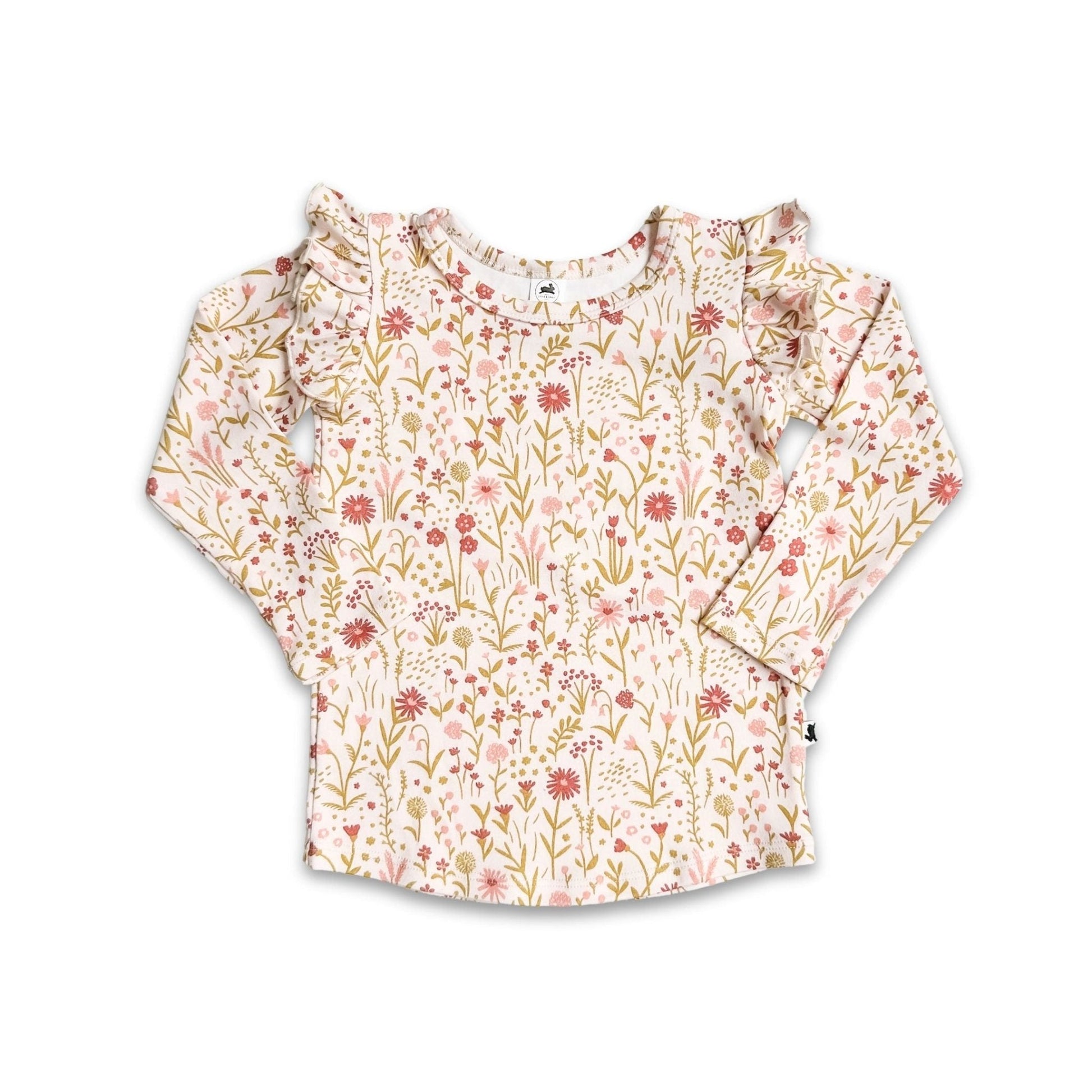 Youth Bamboo Ruffle Shoulder Long Sleeve Shirt-5